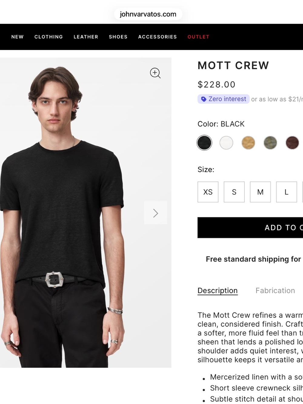 John Varvatos 100% Linen Mott Crew T shirt Small - Picture 6 of 6